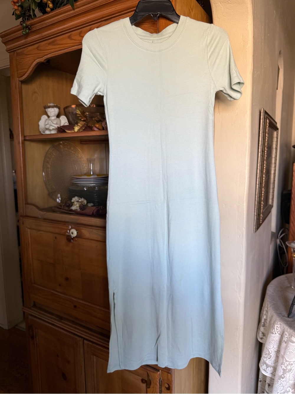 Soft Mint Green Pastel Short-Sleeve Midi Dress